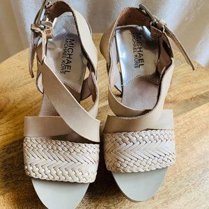 Michael Kors Cream Woven Leather Platform Heel 5.5